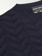 Giorgio Armani - Slim-Fit Jacquard-Knit Wool-Blend Sweater - Blue