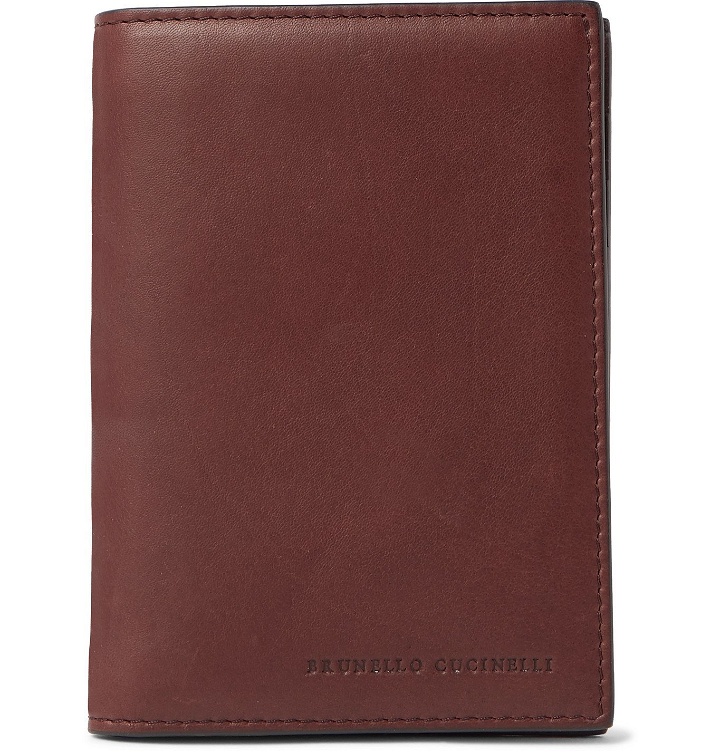 Photo: Brunello Cucinelli - Logo-Debossed Leather Bifold Cardholder - Brown