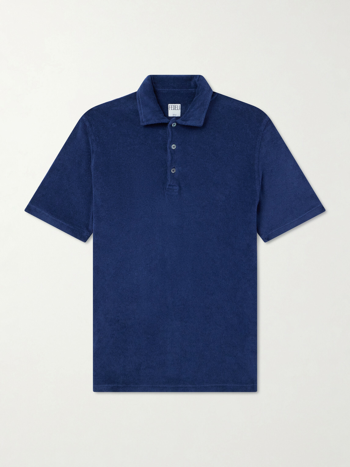 FEDELI - Mondial Cotton-Terry Polo Shirt - Blue