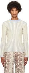 Stanley Raffington SSENSE Exclusive Off-White & Blue Sweater