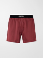 TOM FORD - Silk-Blend Satin Boxer Shorts - Burgundy
