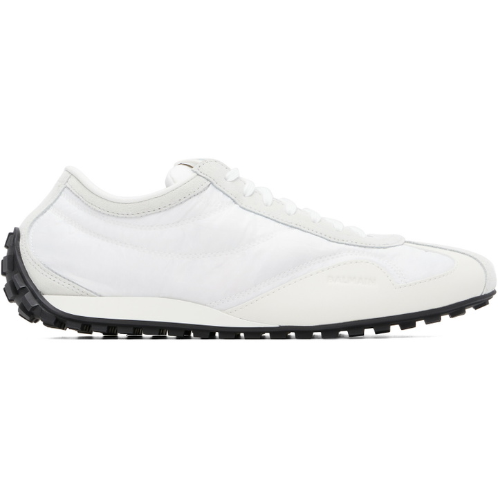 Photo: BALMAIN White Racing Low Sneakers