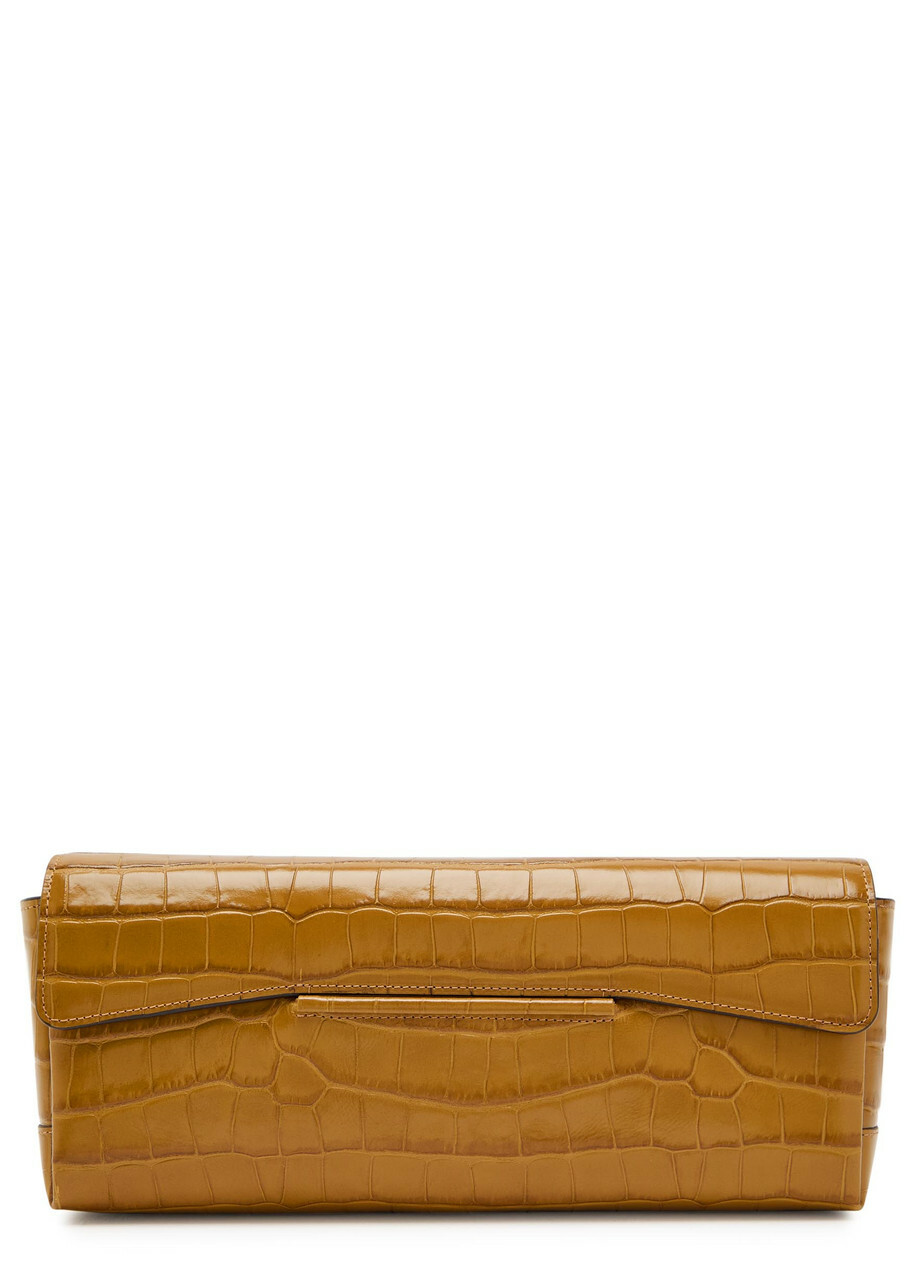 Toteme Crocodile-embossed Leather Clutch - Tan - One Size