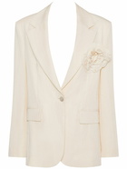 BLUMARINE - Washed Gabardine Jacket W/ Rose Pin