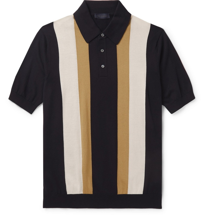 Photo: Thom Sweeney - Striped Cotton Polo Shirt - Blue