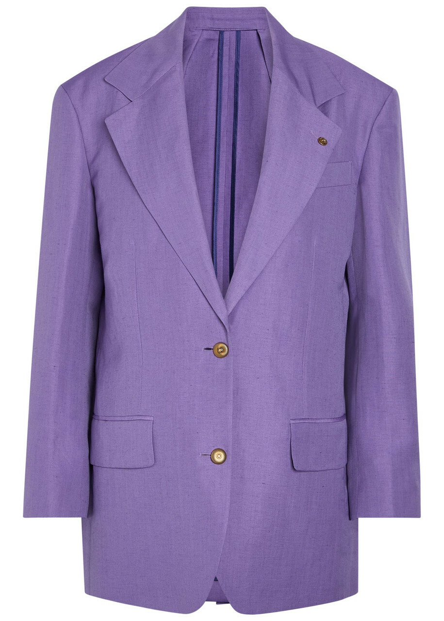 Versace Wool and Linen-blend Blazer Violet