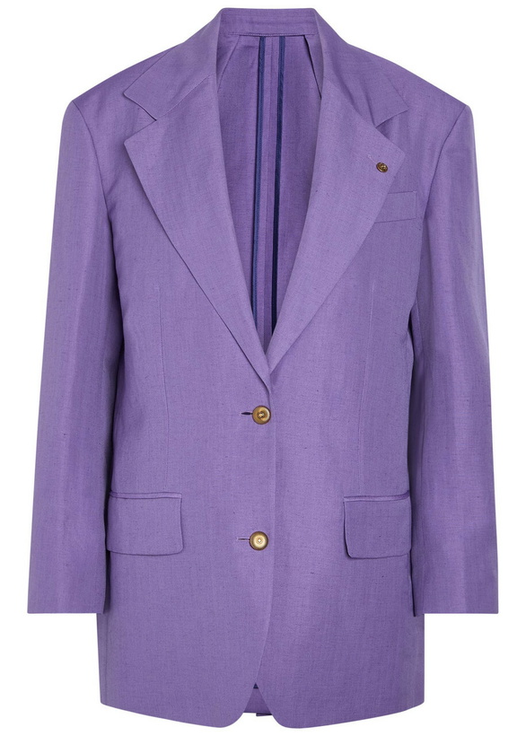 Photo: Versace Wool and Linen-blend Blazer Violet