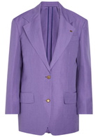 Versace Wool and Linen-blend Blazer Violet