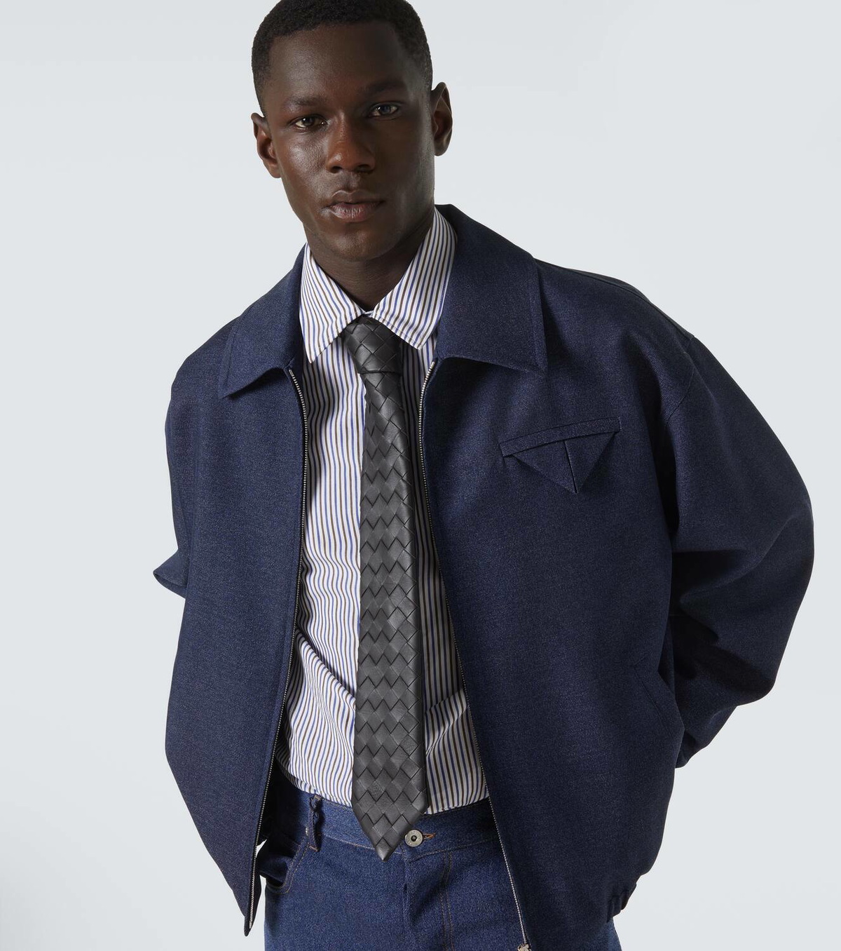Bottega Veneta Intrecciato leather tie