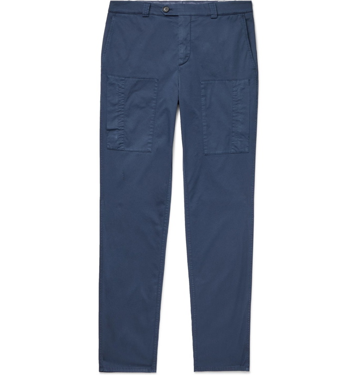 Photo: Brunello Cucinelli - Stretch-Cotton Twill Cargo Trousers - Blue