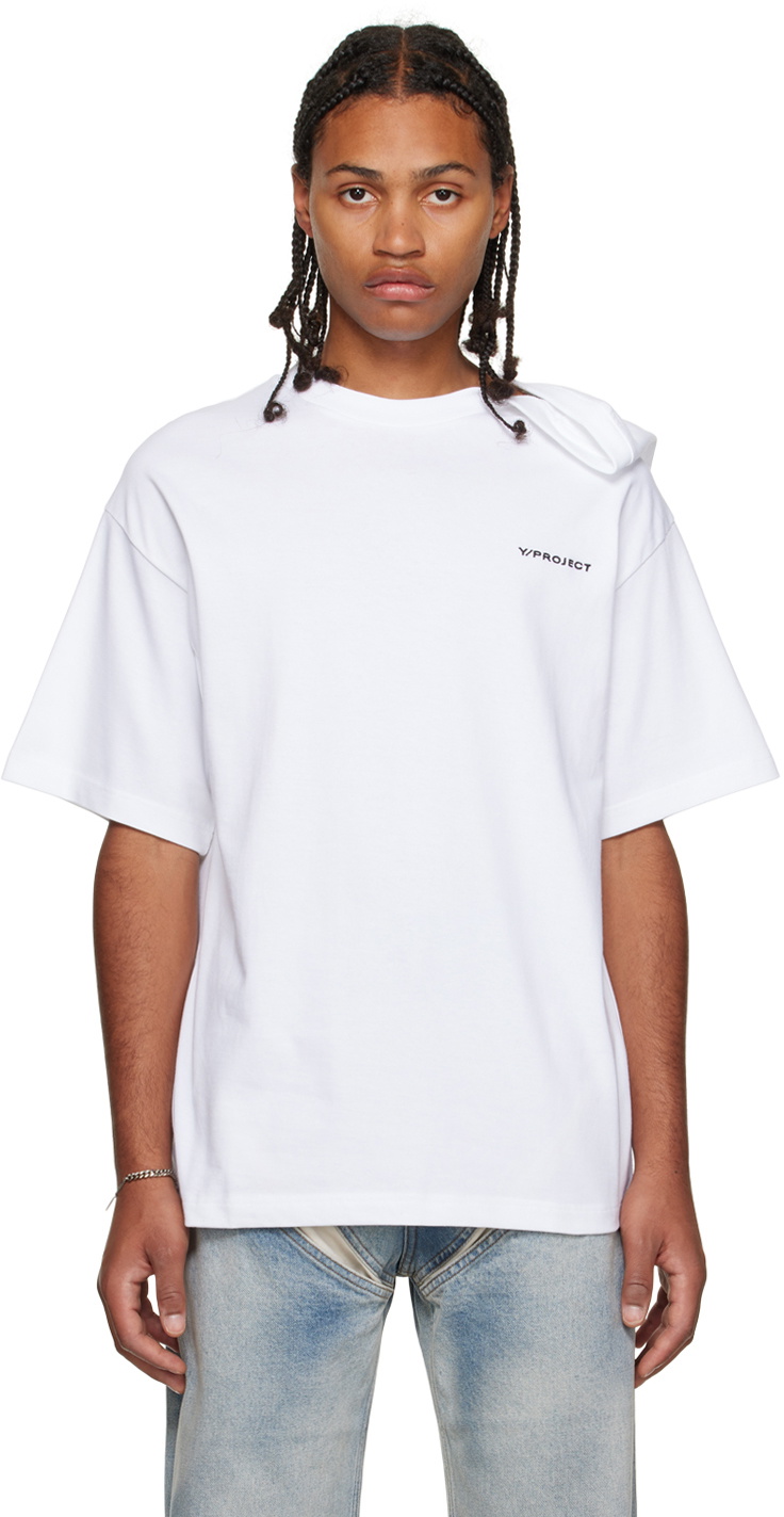 Y/Project SSENSE Exclusive White Folded Shoulder T-Shirt Y/Project