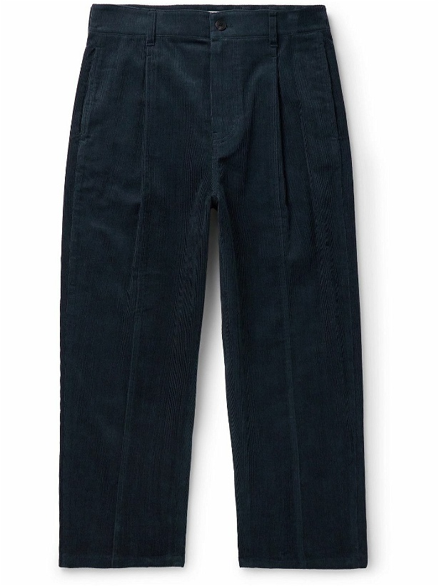 Photo: LE 17 SEPTEMBRE - Straight-Leg Pleated Cotton-Corduroy Trousers - Blue