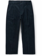 LE 17 SEPTEMBRE - Straight-Leg Pleated Cotton-Corduroy Trousers - Blue