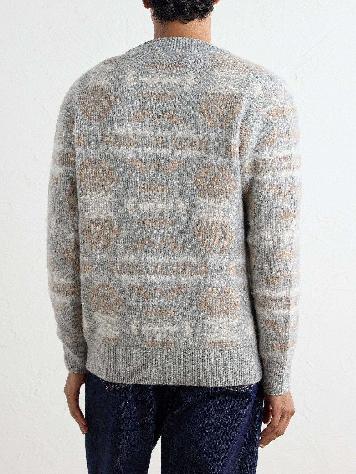 Altea - Virgin Wool-Jacquard Cardigan - Gray