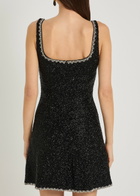 Alice + Olivia Eve Embellished Stretch-mesh Mini Dress Black