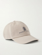 Brunello Cucinelli - Logo-Embroidered Leather-Trimmed Cotton-Twill Baseball Cap - Neutrals