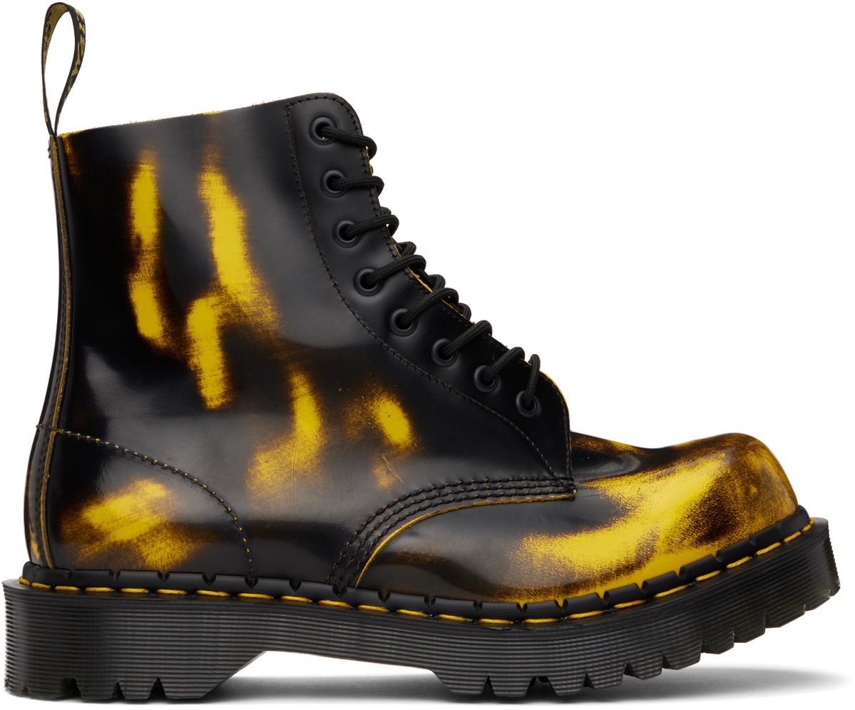 Dr. Martens Black Leather Lace-Up 8-Eye Boots with Yellow Welt Stitching NEW ARRIVAL} Dr. Martens 1460 Smooth Leather Lace Up Boot  main image 2