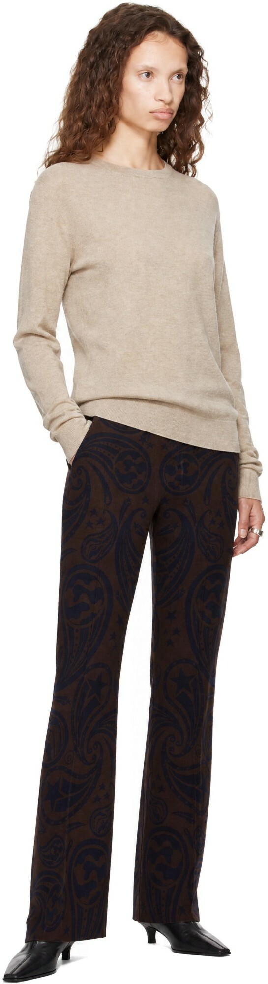 High Sport Brown Cosmic Paisley Kick Trousers