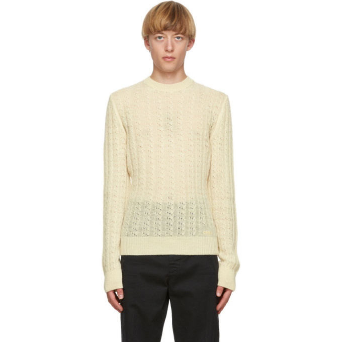 Photo: Dsquared2 Yellow Wool Cable Knit Sweater