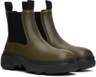 Burberry Green Leather Creeper Chelsea Boots