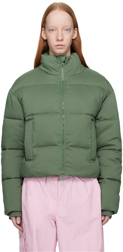 Photo: Girlfriend Collective Green Cropped Puffer Jacket