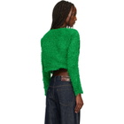 ISSEY MIYAKE Green Shifted Fuzzy Pleats Cardigan