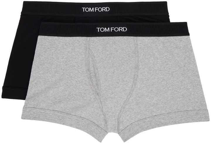 Photo: TOM FORD Two-Pack Black & Gray Boxer Briefs