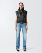 Pinko Nappa Leather Biker Jacket Limo Black