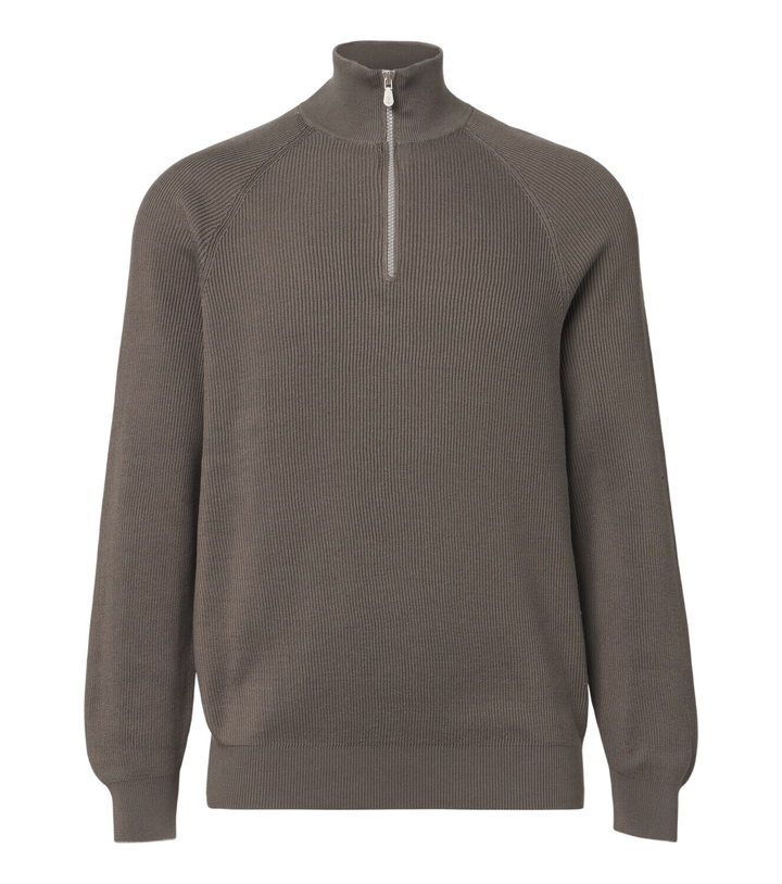 Photo: Brunello Cucinelli Ribbed-knit half-zip cotton sweater