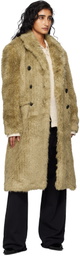 Andersson Bell Khaki Fields Buttons Faux-Fur Coat