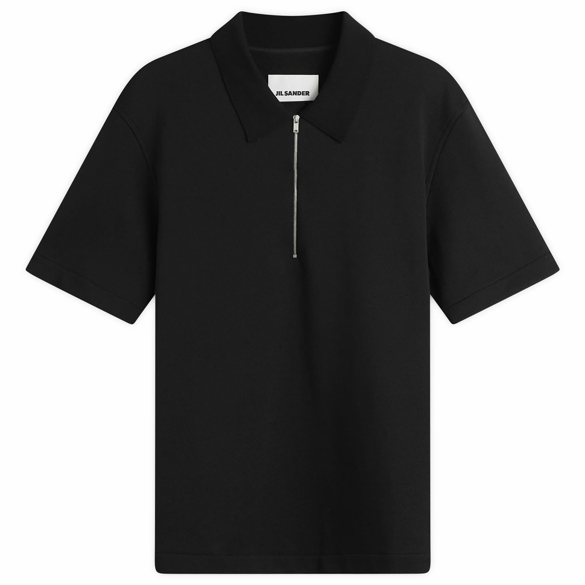 Jil Sander Men's Zip Short Sleeve Polo in Black
