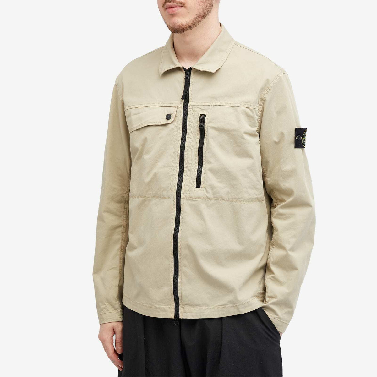 Stone Island Men's Supima Cotton Twill Stretch-TC Zip Shirt
