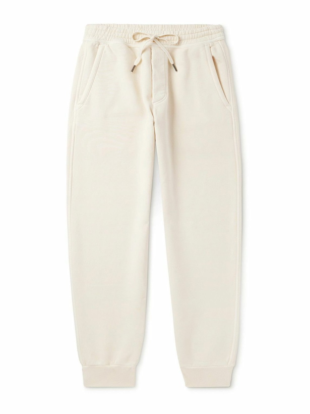Photo: TOM FORD - Tapered Cotton-Jersey Sweatpants - Neutrals