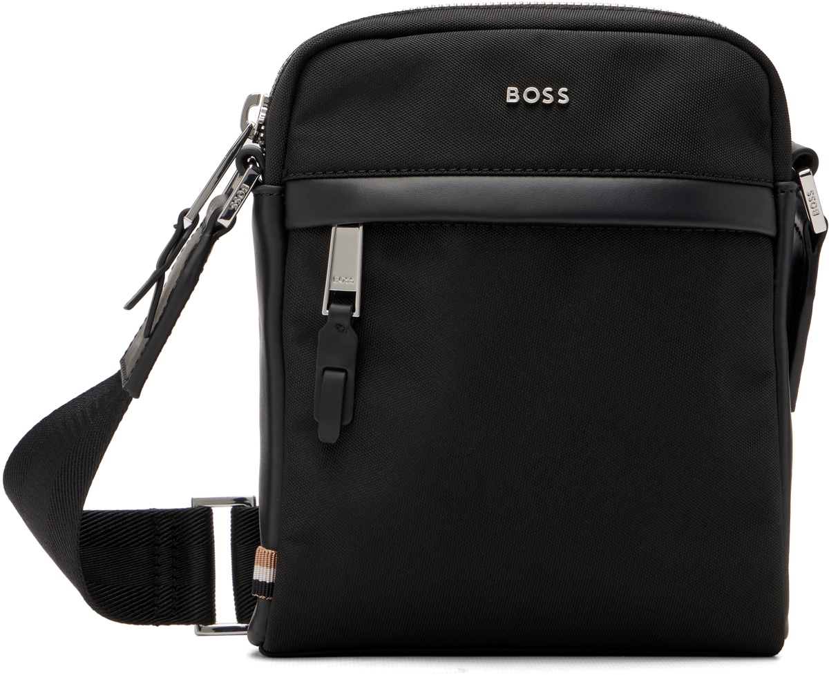 BOSS Black Leather-Trimmed Reporter Bag