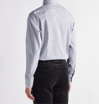 ERMENEGILDO ZEGNA - Cutaway-Collar Micro-Checked Cotton Shirt - Blue