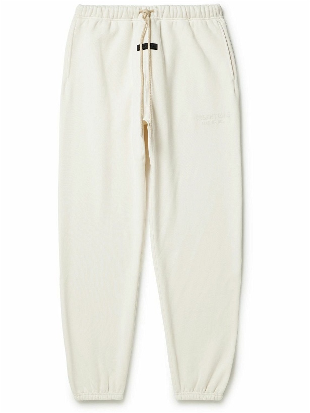 Photo: FEAR OF GOD ESSENTIALS - Tapered Logo-Appliquéd Cotton-Blend Jersey Sweatpants - White