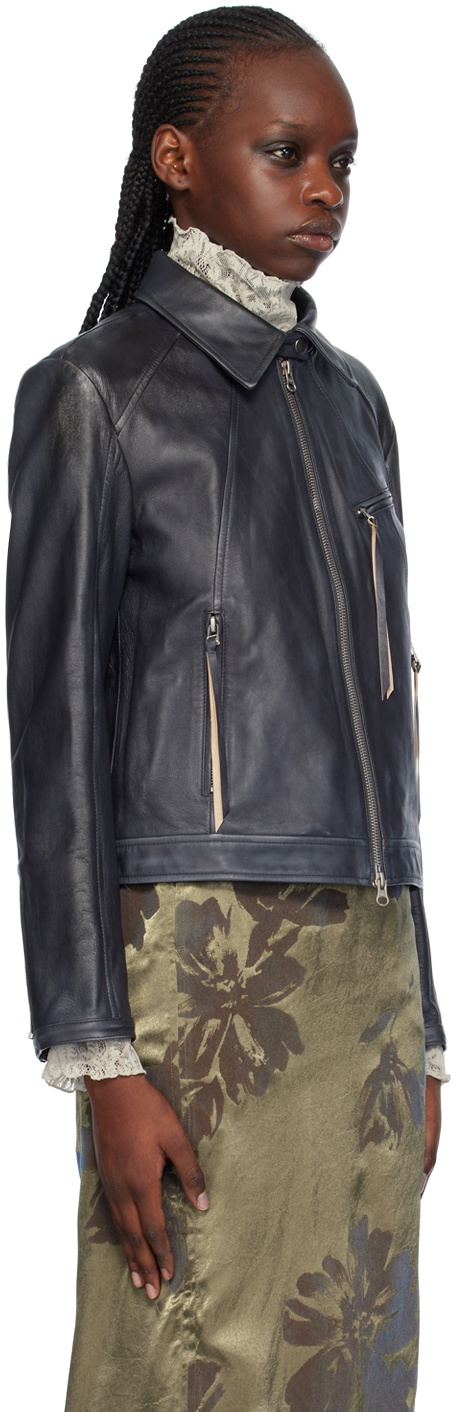 Youth Gray Paneled Leather Jacket