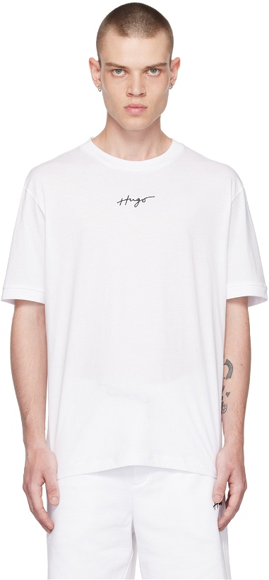Photo: Hugo White Embroidered T-Shirt