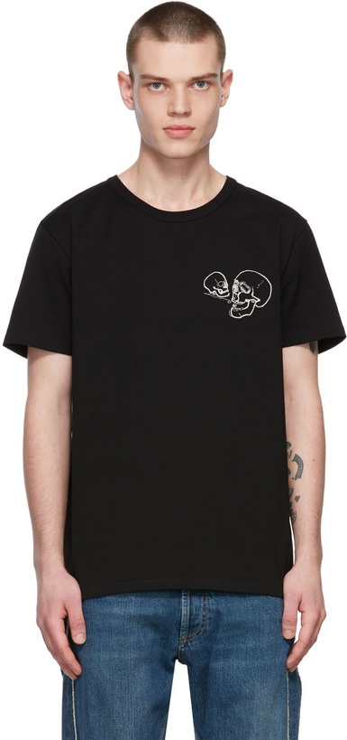 Photo: Alexander McQueen Black Embroidered Skull T-Shirt