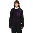 Raf Simons Purple Alpaca Letter Badge Sweater