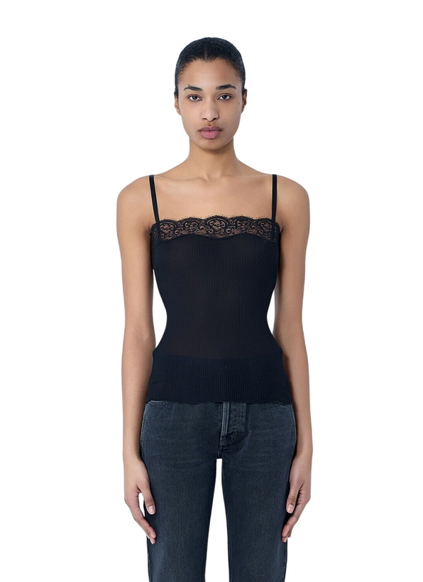 Photo: Saint Laurent Lace-Trimmed Silk Tank Top