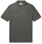 Brunello Cucinelli - Mélange Linen and Cotton-Blend Polo Shirt - Gray