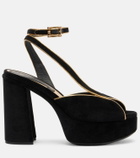 Etro Asymmetrical velvet platform sandals