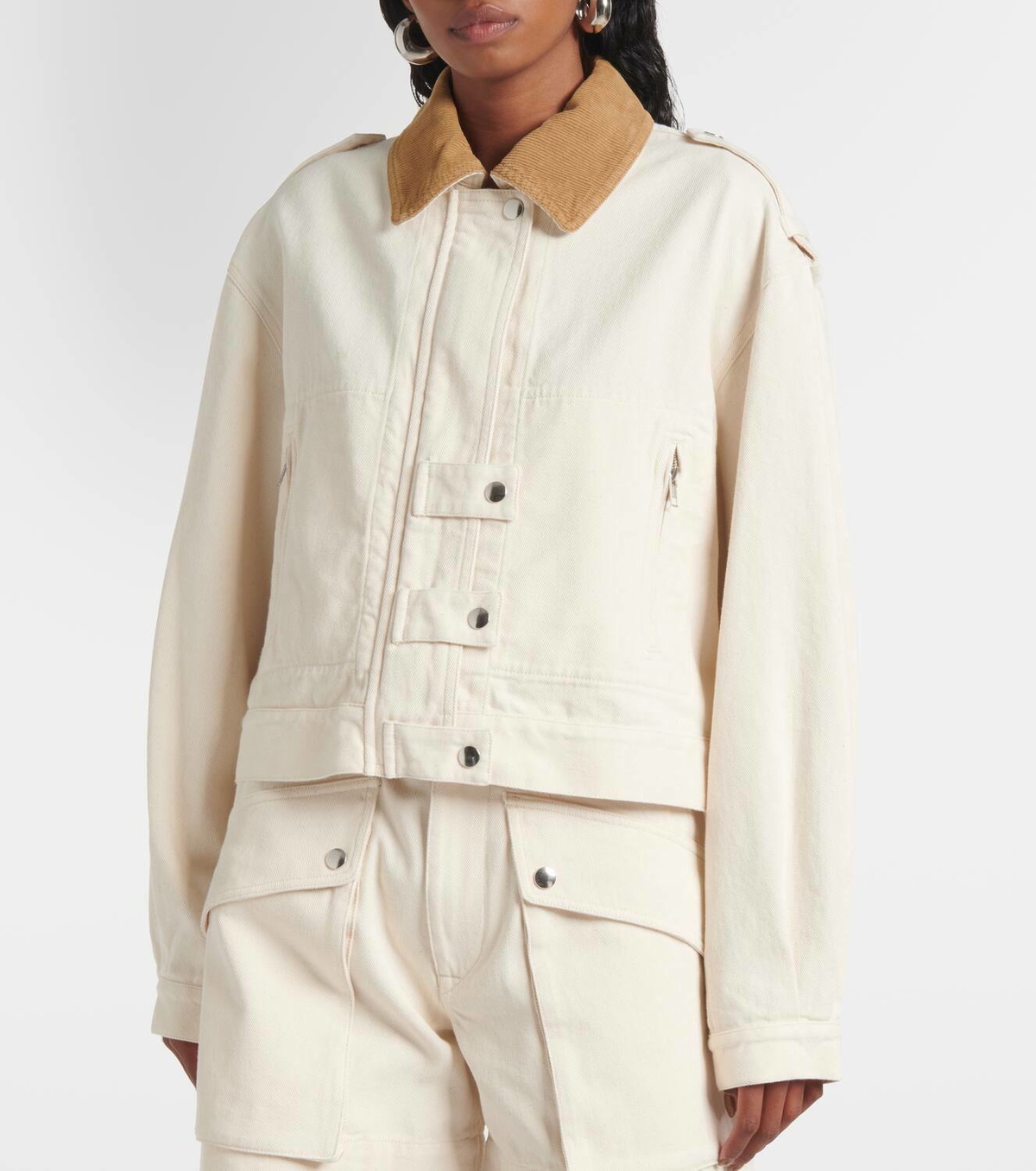 Marant Etoile Julie corduroy-trimmed denim jacket
