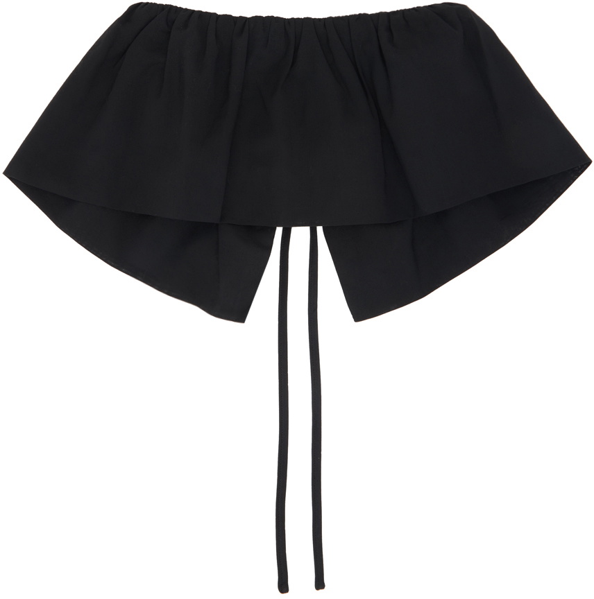 AMOMENTO Black Sheer Shirring Volume Scrunchie