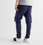 Balmain - Tapered Logo-Print Loopback Cotton-Jersey Sweatpants - Blue