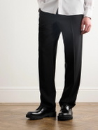 Valentino Garavani - Glossed-Leather and Logo-Jacquard Satin Derby Shoes - Black