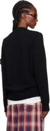 Stone Island Black 5100033 V-Neck Jersey Lambswool Sweater
