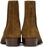 Saint Laurent Brown Suede Wyatt Chelsea Boots