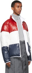 Thom Browne Reversible White Down Zip-Up Jacket